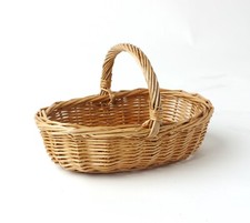 Hand Woven Basket w Handle Small Xmas Hamper Flower Girl Wedding Wicker Willow