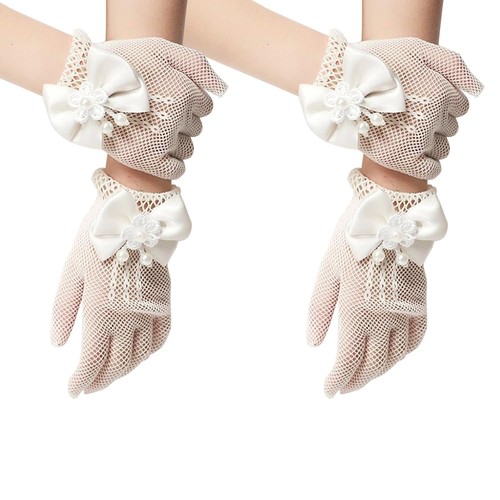 Pairs girls white gloves - 2,