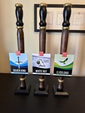 3 X Dummy Wooden BEER PUMPS with GENUINE REAL ALE BADGE. ManCave Home Bar