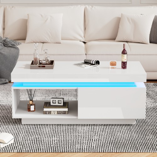 Led coffee table drawer - table,