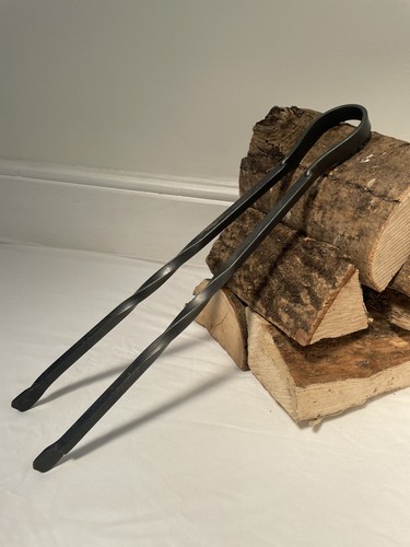 Blacksmith made fire tongs log - fire,