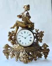DUVERDRY & BLOUQUEL FRENCH SMALL VERY ORNATE SPELTER MANTEL CLOCK