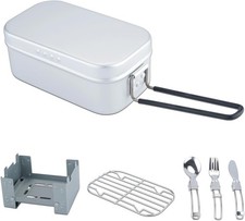 Camping Mess Tin for 1, ISFORU Aluminium Bento Box Military Camping Cookware Kit