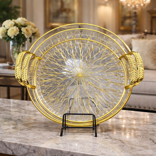 Elegant gold serving tray set - elegant,