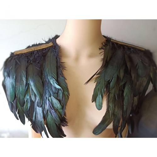Feather shawl cape scarf black - feather,