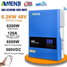 6200W 6.2KW 230V Hybrid Solar Inverter Off Grid MPPT 120A 500V 48V WIFI UK STOCK