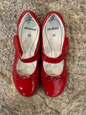 Pediped Flex Kids Shoes Size 3.5 Red With Bow
