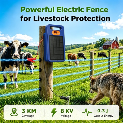 Solar electric fence charger - fence,
