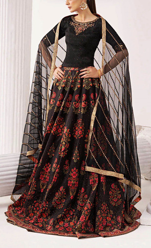 Maria black red - maria, floral