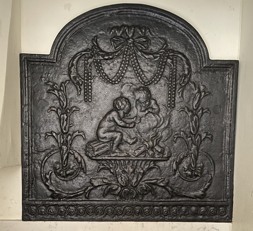 Antique fireback 19c cast