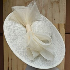 ivory large lace hatinator fascinator millinery headband wedding hat
