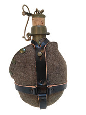 Vintage Czech army Communist wool canteen flask cask military Soviet cork top