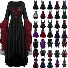 Halloween Womens Gothic Steampunk Fancy Dress Adult Witch Party Cosplay Costume