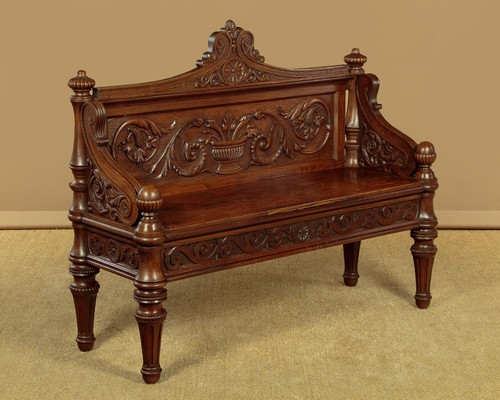 Antique carved oak hall - antique,
