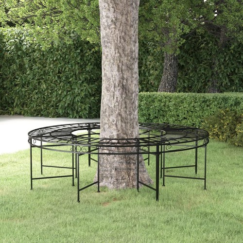 160cm round tree bench - 160cm, black