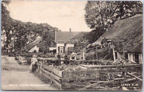 Vintage postcard threshing - vintage,
