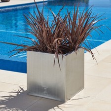 Silver Cube Metal Planter