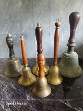 ANTIQUE  EDWARDIAN  2 BRONZE 1 BRASS SCHOOL BELLS 1 PUB 2 DECROTIVE VINTAGE BELL