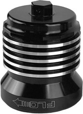 PC Racing FLO Spin On Stainless Steel Oil Filter - Black with Polished Cooling F