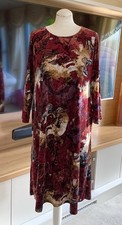 Out of Xile Deep Red/Multi Butterfly Print Velvet Dress Size 3 UK 14 RRP £169