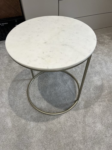 Round white marble side - white,
