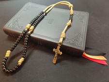 Rugged Rosary, Strong, Tough, Handmade Gold Paracord, Bronze Crucifix, Catholic