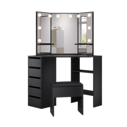 Corner black dressing table - dressing,