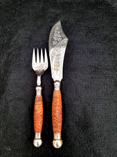 Stag Horn Handled Fish Servers, epns Silver Plated C1930 rd 79624