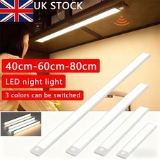 Wireless LED PIR Motion Sensor Light Strip Cabinet Closet Lamp USB Rechargeable~