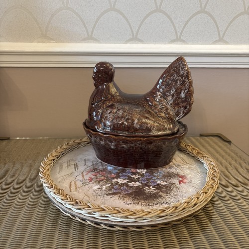 Vintage hen nest egg holder - hen,