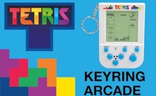 Official Tetris Black and White Arcade Game Keyring - Retro Travel Game