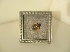 Vintage Brass Light Switch Plate Ceramic Deco Old Antique Toggle Nickel Husks