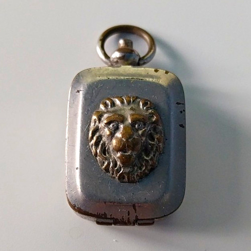 Silver snuff box lion - silver,
