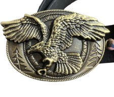 EAGLE metal Buckle + FREE Belt western style oval gold brass cowboy new
