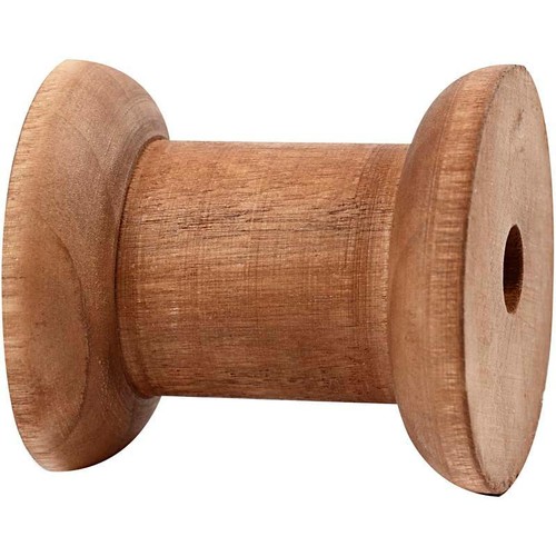 Stained wooden bobbin spool - bobbin,