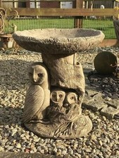 Stone Concrete Owl Bird Bath