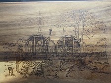 Romany Gypsy Vardos Handmade Large Aracia Wood Serving Board -  pyrography burnt