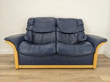SOFA 2 Seater Ekornes Stressless Recliner Blue Leather Beech Wood FREE DELIVERY
