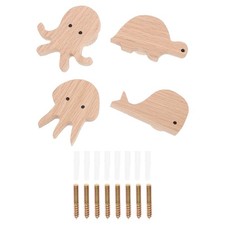 1 Set of Wall Mounted Wooden Hooks Animal Hooks for Home Wardrobe Hooks