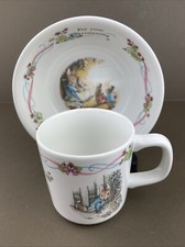Beatrix Potter Wedgwood Children's Cup & Bowl Christening Gift Pottery Set. VGC.