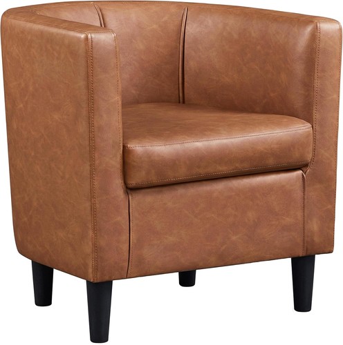 Brown leather tub chair - pu,