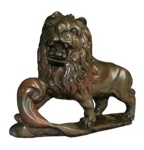 Vintage heavy carved lion - carved,