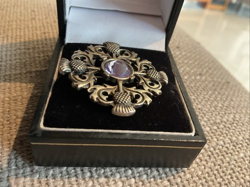 Scottish thistle brooch with - scottish,
