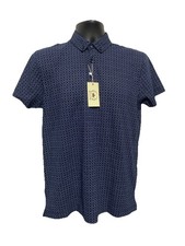 Relco Men’s London Navy Blue Gold Paisley Design Shirt Size M With Tags 