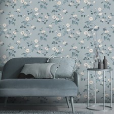 Duck Egg Floral Wallpaper