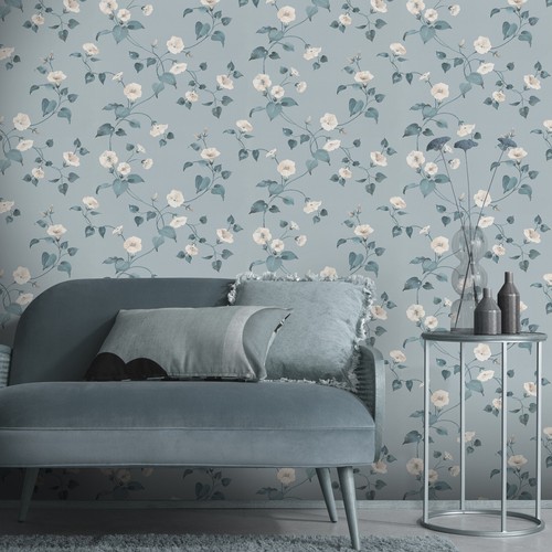 Duck egg floral - egg, wallpaper