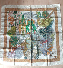 HERMES Carre Scarf 90 Silk Les Legendes de l'Arbre Cream W/Tags No Box Used.