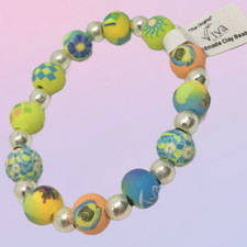 VIVA ORIGINAL MELON  MIST Clay Beaded Bracelet Hippy Boho Gift Hand Made J147