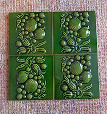 Vintage Fireplace Tiles Green