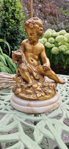 Antique gold cherub table - gold, lamp